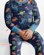 Custom Name God Says I Am Dinosaur Bamboo Two-Piece Long Sleeve Pajama Set