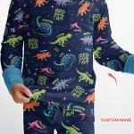 Custom Name God Says I Am Dinosaur Bamboo Two-Piece Long Sleeve Pajama Set