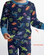 Custom Name God Says I Am Dinosaur Bamboo Two-Piece Long Sleeve Pajama Set