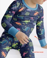 Custom Name God Says I Am Dinosaur Bamboo Two-Piece Long Sleeve Pajama Set