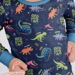 Custom Name God Says I Am Dinosaur Bamboo Two-Piece Long Sleeve Pajama Set