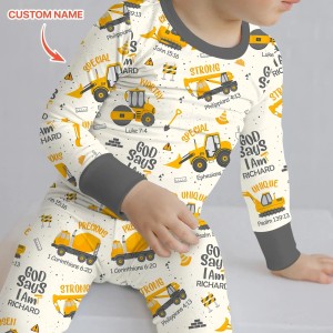 Custom Name God Says I Am Boy Bamboo Two-Piece Long Sleeve Pajama Set