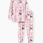 Pink Farm Animals Bamboo Two-Piece Pajama Set
