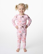 Pink Farm Animals Bamboo Two-Piece Pajama Set