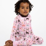 Pink Farm Animals Bamboo Two-Piece Pajama Set