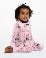 Pink Farm Animals Bamboo Two-Piece Pajama Set