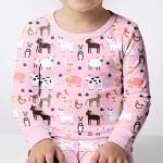 Pink Farm Animals Bamboo Two-Piece Pajama Set