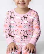 Pink Farm Animals Bamboo Two-Piece Pajama Set