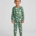 Green Farm Animals Bamboo Two-Piece Pajama Set