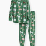 Green Farm Animals Bamboo Two-Piece Pajama Set
