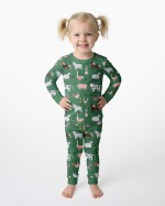 Green Farm Animals Bamboo Two-Piece Pajama Set