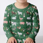 Green Farm Animals Bamboo Two-Piece Pajama Set