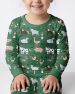 Green Farm Animals Bamboo Two-Piece Pajama Set