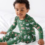 Green Farm Animals Bamboo Two-Piece Pajama Set