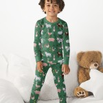 Green Farm Animals Bamboo Two-Piece Pajama Set