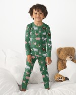 Green Farm Animals Bamboo Two-Piece Pajama Set