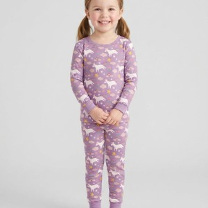 Purple Unicorns Bamboo Two-Piece Pajama Set