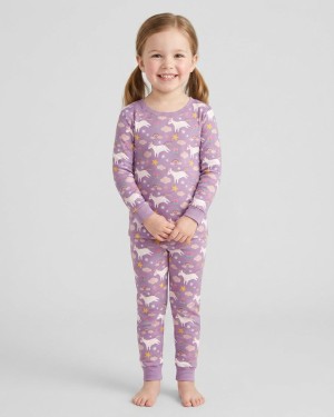 Purple Unicorns Bamboo Two-Piece Pajama Set