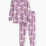 Purple Unicorns Bamboo Two-Piece Pajama Set