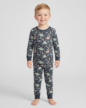 Navy Jurassic Jungle Bamboo Two-Piece Pajama Set