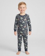 Navy Jurassic Jungle Bamboo Two-Piece Pajama Set
