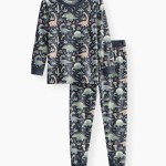 Navy Jurassic Jungle Bamboo Two-Piece Pajama Set