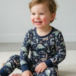 Navy Jurassic Jungle Bamboo Two-Piece Pajama Set