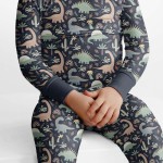 Navy Jurassic Jungle Bamboo Two-Piece Pajama Set