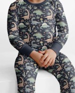 Navy Jurassic Jungle Bamboo Two-Piece Pajama Set
