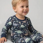Navy Jurassic Jungle Bamboo Two-Piece Pajama Set