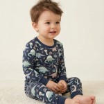Navy Jurassic Jungle Bamboo Two-Piece Pajama Set