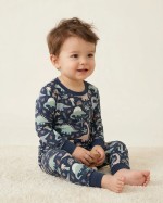 Navy Jurassic Jungle Bamboo Two-Piece Pajama Set
