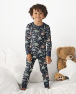 Navy Jurassic Jungle Bamboo Two-Piece Pajama Set