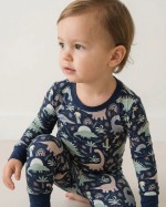 Navy Jurassic Jungle Bamboo Two-Piece Pajama Set