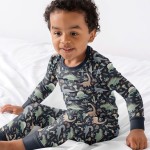 Navy Jurassic Jungle Bamboo Two-Piece Pajama Set
