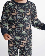 Navy Jurassic Jungle Bamboo Two-Piece Pajama Set