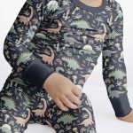 Navy Jurassic Jungle Bamboo Two-Piece Pajama Set
