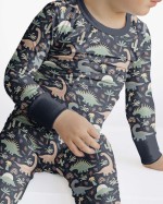 Navy Jurassic Jungle Bamboo Two-Piece Pajama Set