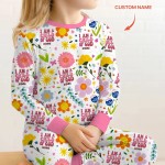 Custom Name I Am A Child Of God Girl Bamboo Two-Piece Long Sleeve Pajama Set