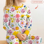 Custom Name I Am A Child Of God Girl Bamboo Two-Piece Long Sleeve Pajama Set
