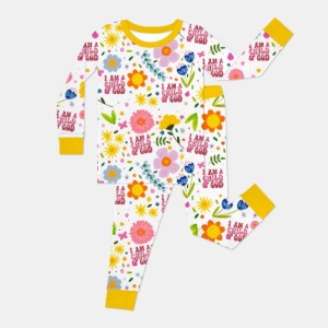 Custom Name I Am A Child Of God Girl Bamboo Two-Piece Long Sleeve Pajama Set