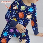 Custom Name Space God Says I Am Bamboo Two-Piece Long Sleeve Pajama Set