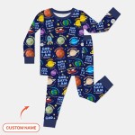 Custom Name Space God Says I Am Bamboo Two-Piece Long Sleeve Pajama Set