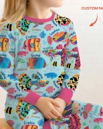 Custom Name Fish Dream Bamboo Two-Piece Long Sleeve Pajama Set