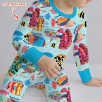 Custom Name Fish Dream Bamboo Two-Piece Long Sleeve Pajama Set