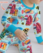 Custom Name Fish Dream Bamboo Two-Piece Long Sleeve Pajama Set