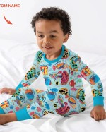 Custom Name Fish Dream Bamboo Two-Piece Long Sleeve Pajama Set