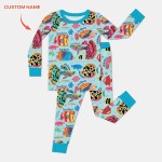 Custom Name Fish Dream Bamboo Two-Piece Long Sleeve Pajama Set