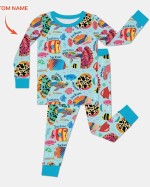 Custom Name Fish Dream Bamboo Two-Piece Long Sleeve Pajama Set