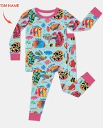 Custom Name Fish Dream Bamboo Two-Piece Long Sleeve Pajama Set